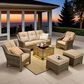 HOMLUX 6-Piece Patio Conversation Set with Coffee Table in Beige, , large