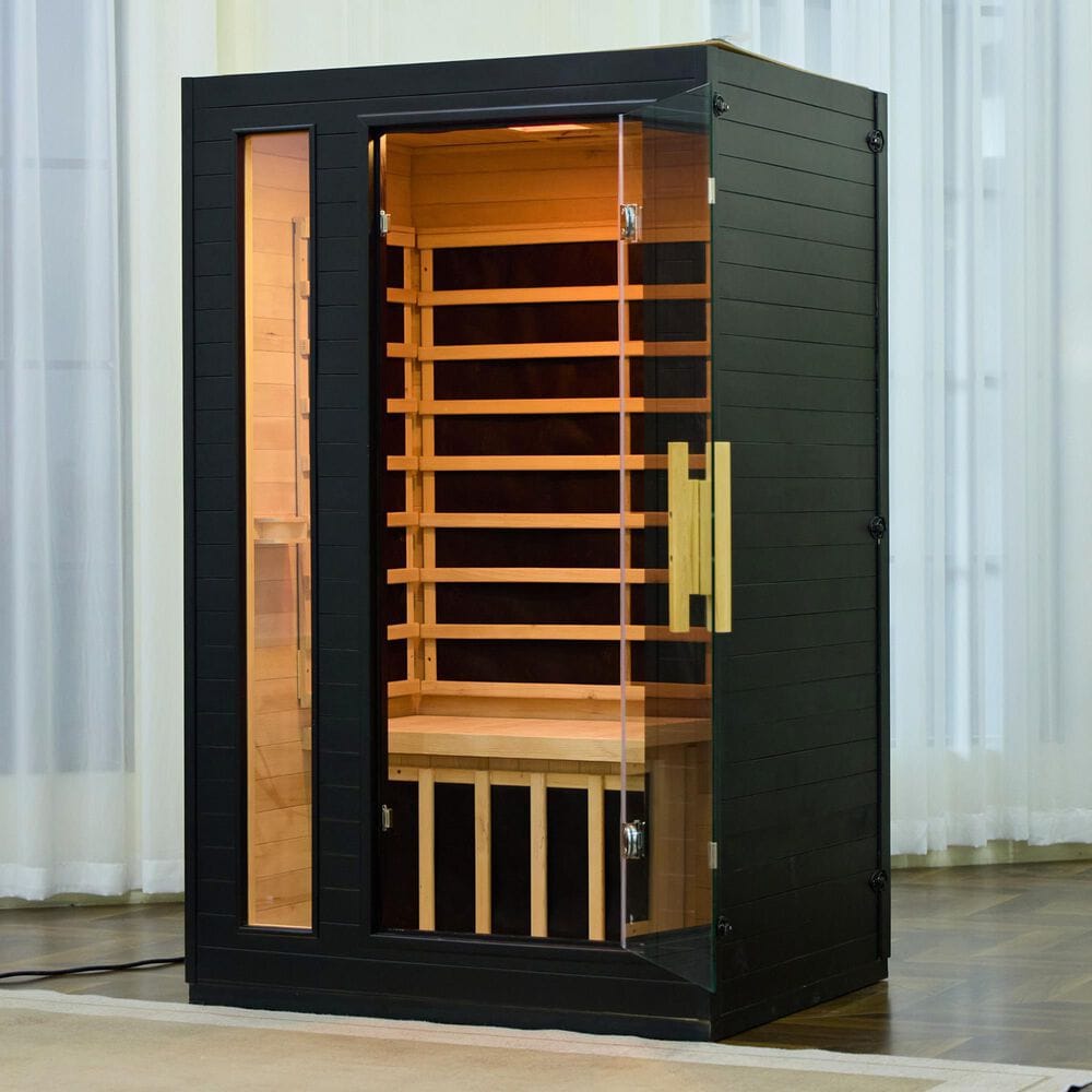 EZlife 2-Person Hemlock Sauna with Low EMF Mica Heater in Charcoal Gray, , large