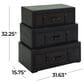 Maple and Jade 3-Drawer Vintage Faux Leather Room Chest with Buckles and Straps Details in Brown, , large