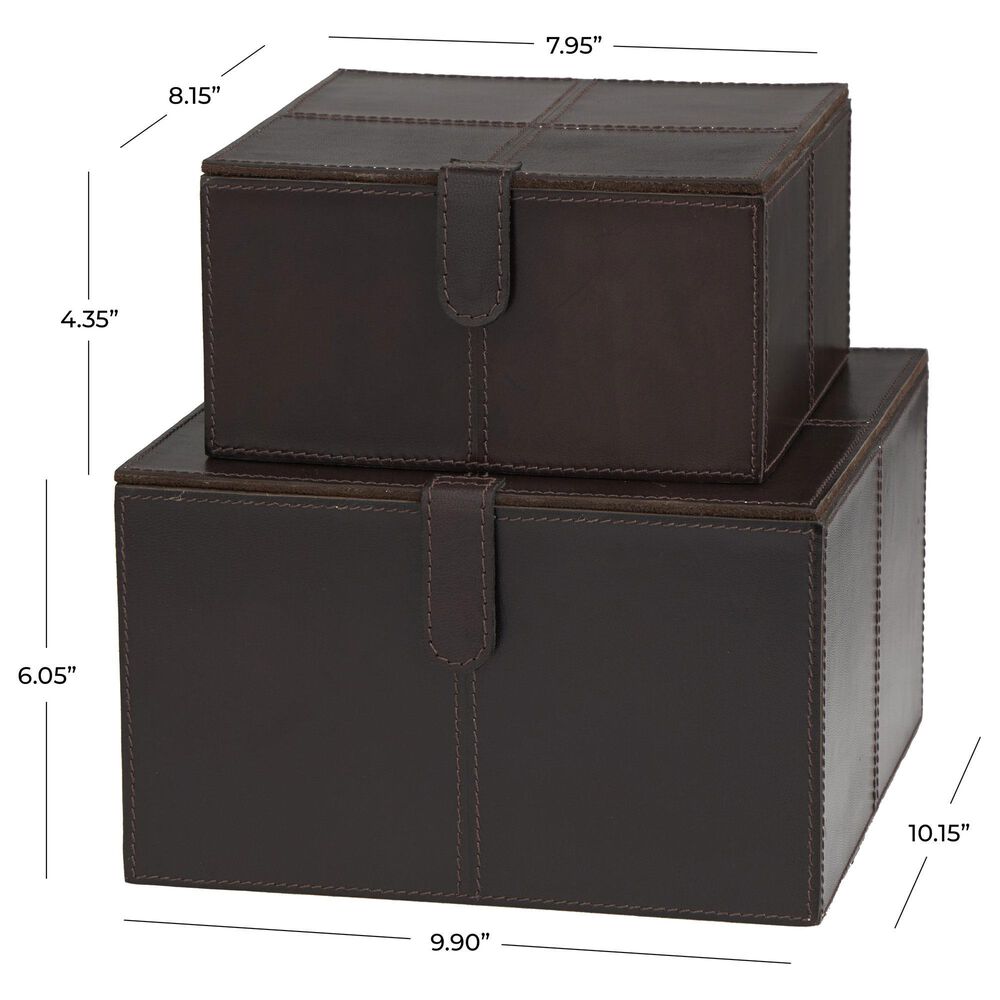 Maple and Jade 9.9&quot; 2-Piece Handmade Storage Decorative Box Set in Dark Brown, , large