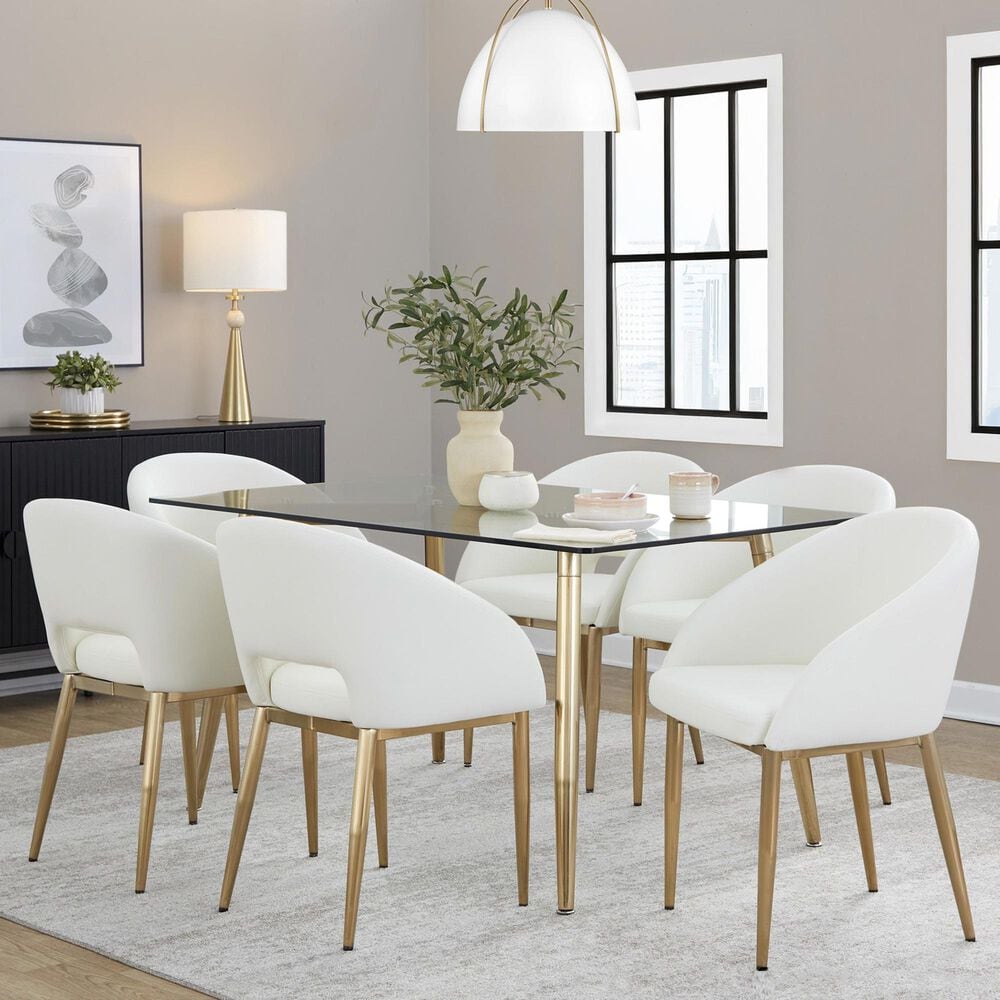 LumiSource Clara Dining Table in Gold and Clear - Table Only, , large