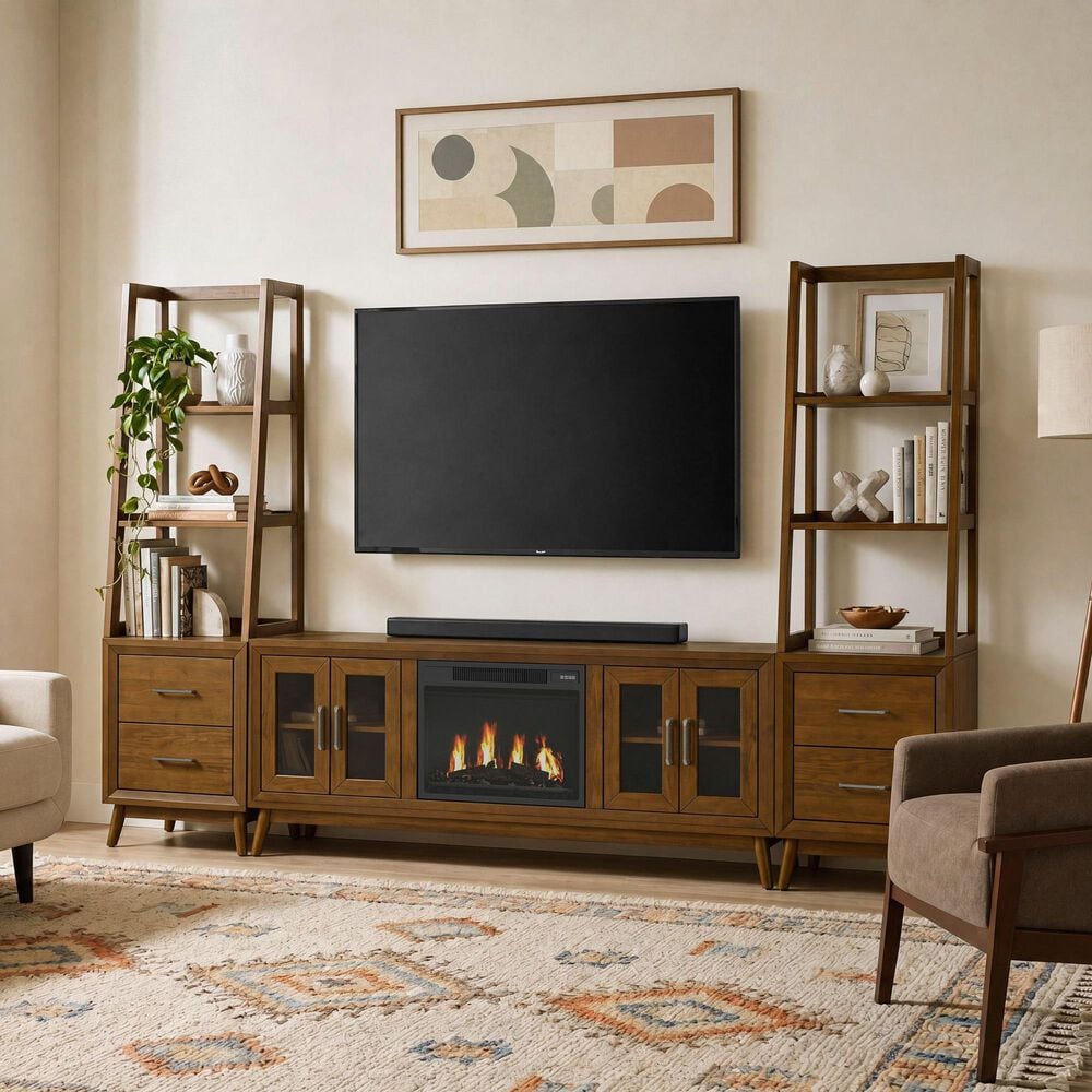 Mayberry Hill Santa Barbara 72" Pier with 2-Drawer Cabinet in Walnut, , large