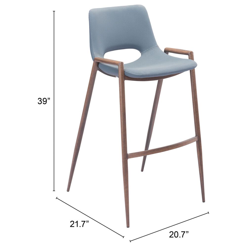 Zuo Modern Desi Bar Chair in Gray and Dark Brown &#40;Set of 2&#41;, , large