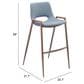 Zuo Modern Desi Bar Chair in Gray and Dark Brown (Set of 2), , large