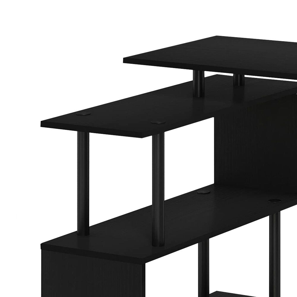 HOMLUX 3-Tier Shelves L-Shape Computer Desk in Americano and Black, , large