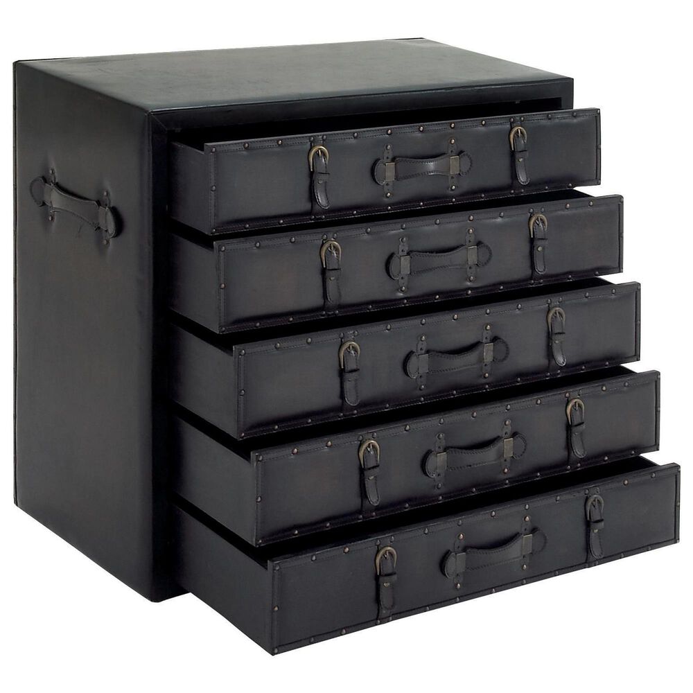 Maple and Jade 5-Drawer Room Chest with Stud and Buckle Detail in Black, , large