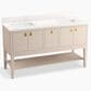 Kohler Seagrove 60" Double Bathroom Vanity in Light Clay with 3 cm White Quartz Top and Rectangular Sinks, , large