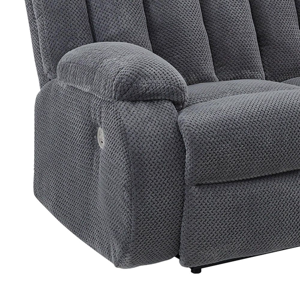 Ashley Observation Power Reclining Sofa with Drop Down Table in Steel Velvet, , large
