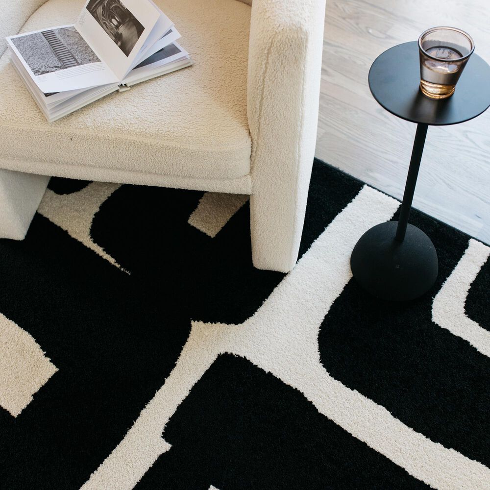 ROW by Oriental Weavers Quinn Abstract Black and Ivory 2' x 7' Runner, , large