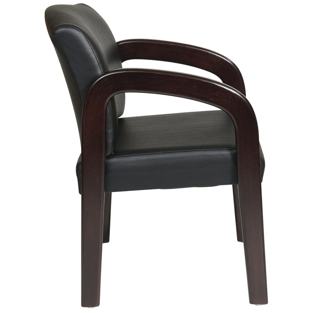OSP Home WD Visitors Chair in Black/Espresso, , large
