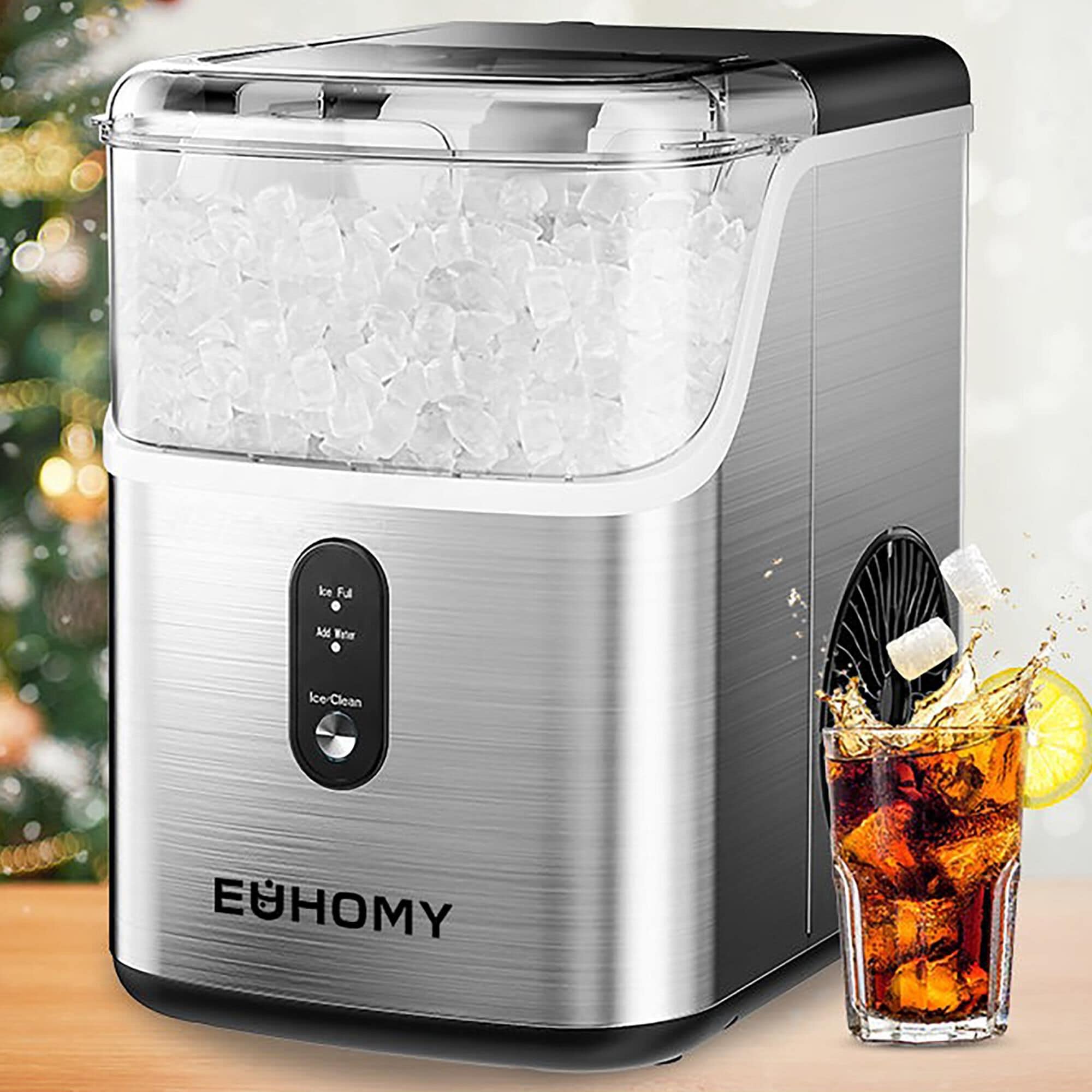 Euhomy 35 Lbs Portable Nugget Ice Maker with Automatic Cleaning in