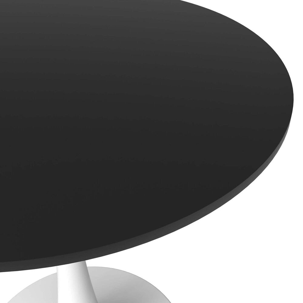 Leisuremod LeisureMod Bristol Mid-Century Modern Round Dining Table with a 31 Wood Top and Iron Pedestal Base with Gloss Finish for Kitchen and Dining Room, , large