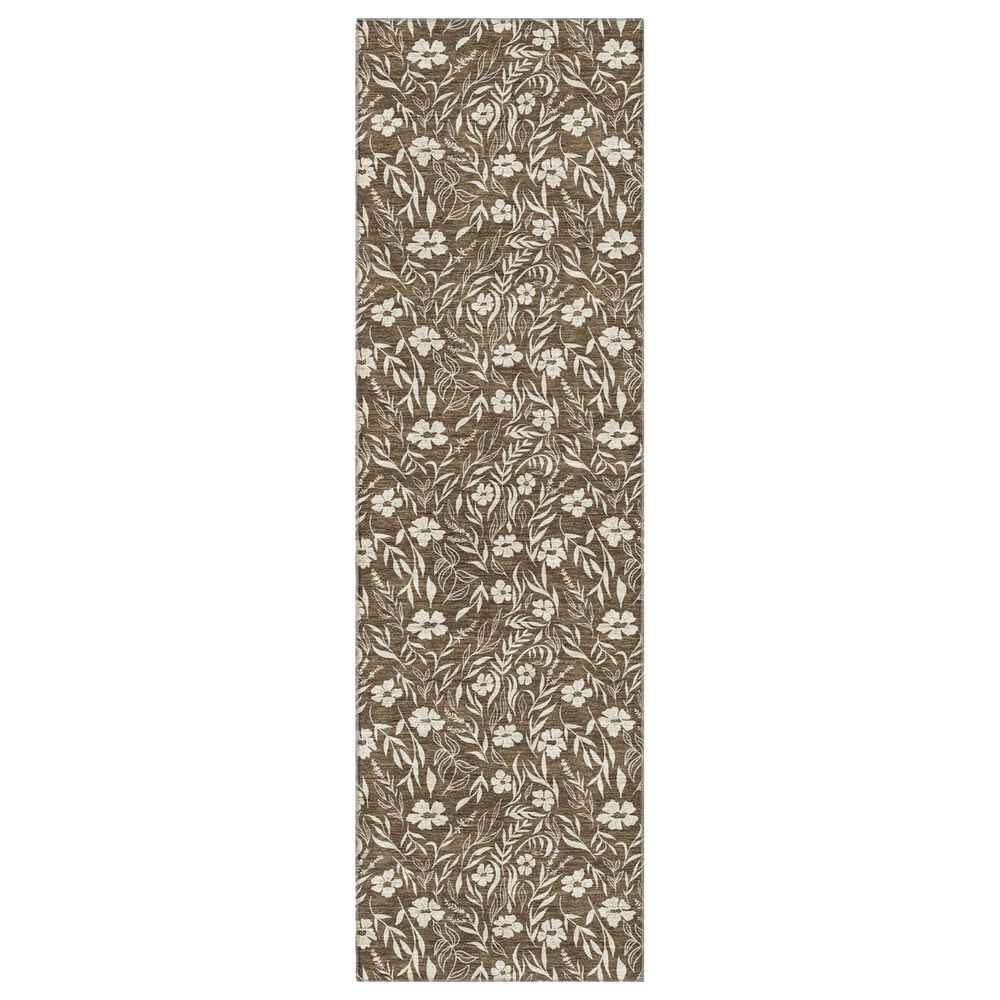 Dalyn Rug Company Soft Essentials Floral Chocolate 2"3" x 7"6" Indoor/Outdoor Runner, , large