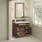 James Martin Vanities Lorelai 36" Single Vanity in Mid-Century Walnut with 3 cm Carrara White Marble Top, , large