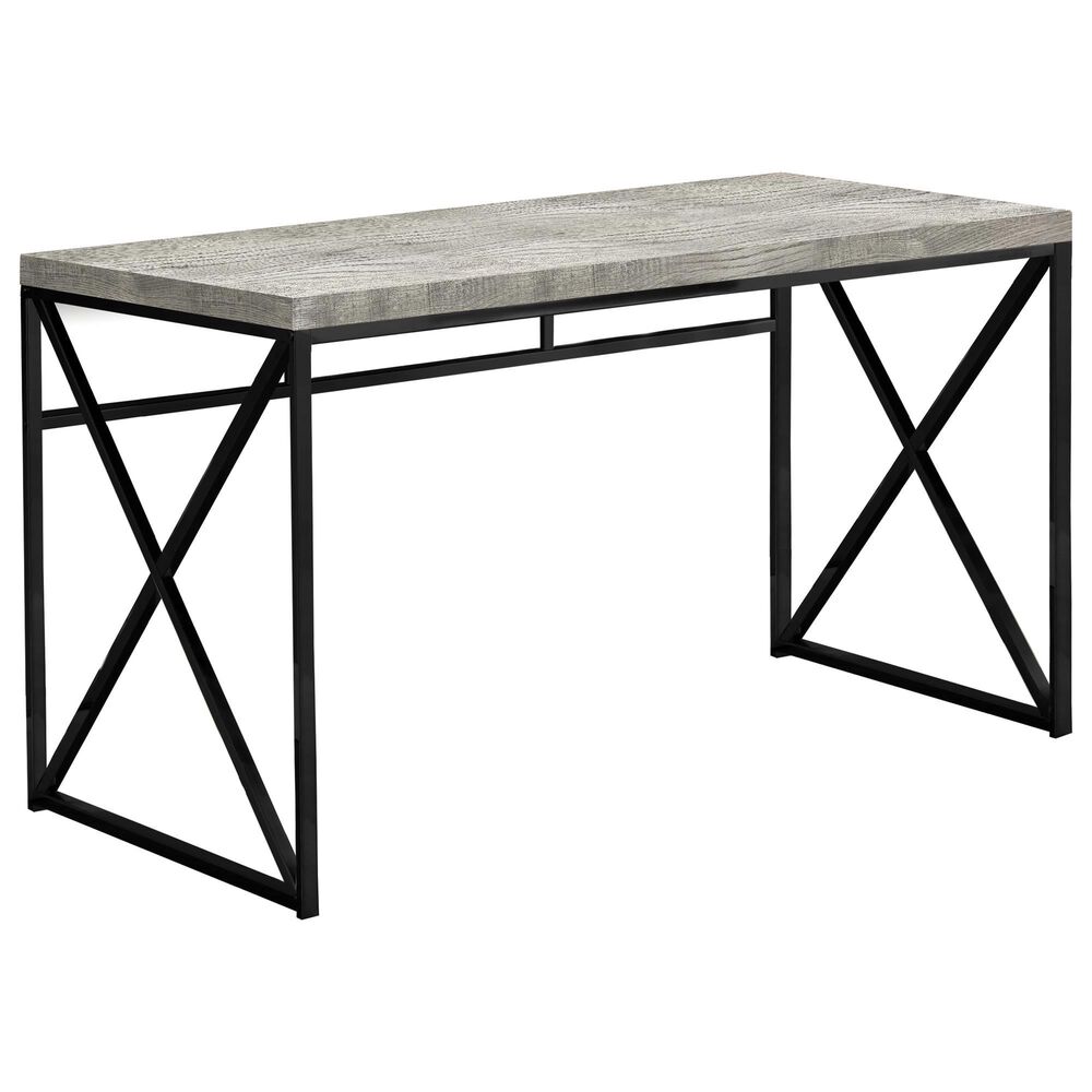 Monarch Specialties 48" Computer Desk in Grey Reclaimed Wood and Black, , large