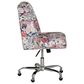 Linon Home Decor Draper Office Chair with Navy Floral Cushion in Silver, , large