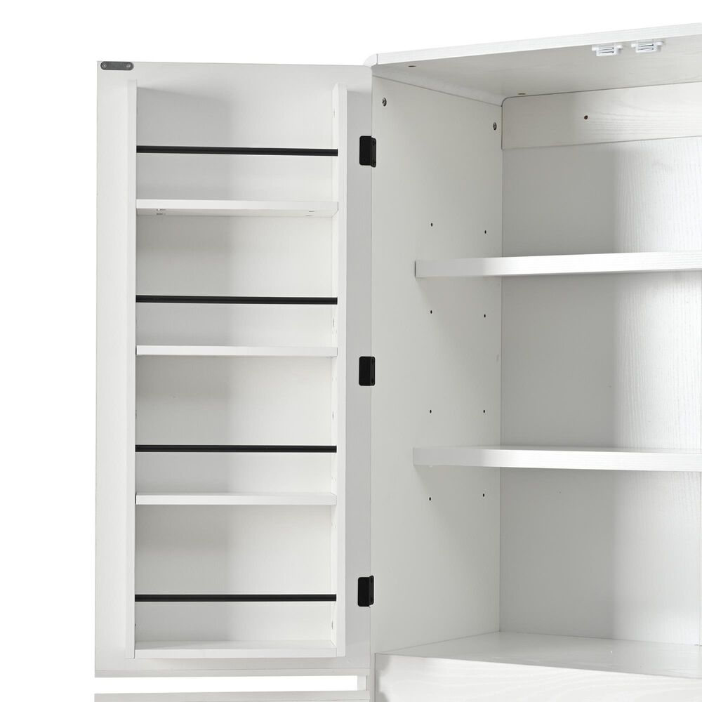 HOMLUX HOMLUX 72" Tall Farmhouse Kitchen Pantry Cabinet with 8 Door Shelves, Curved Design Storage Cabinet with 3 Adjustable Shelves, Hidden Drawer, Versatile Cupboard for Kitchen, Dining &amp; Bathroom, White, , large