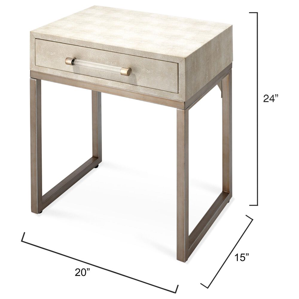 Splendor Living Clarion Faux Shagreen Side Table in Cream, , large