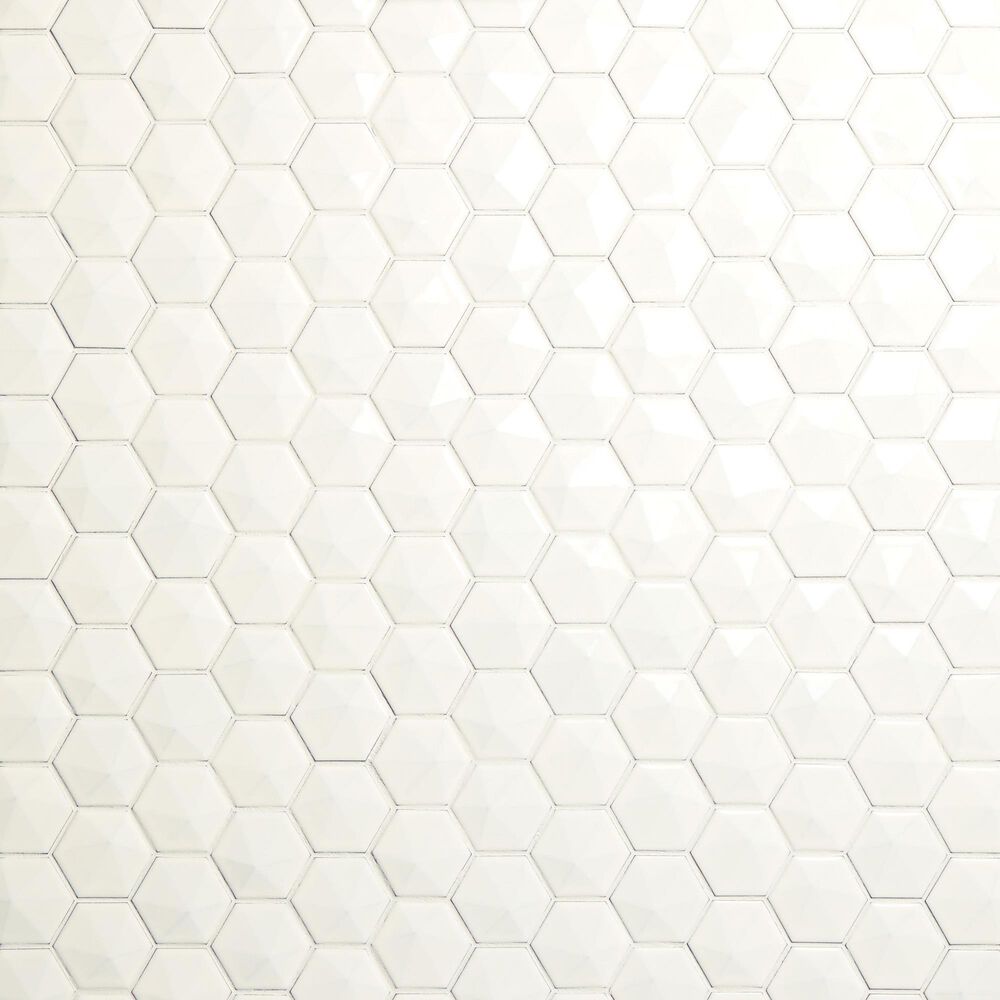 Dal-Tile Artefino Jewel Oyster 3" Pyramid Hexagon Apex on 11" x 12" Porcelain Mosaic Sheet, , large