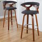LumiSource Gardenia Swivel Fixed-Height Bar Stool with Charcoal Fabric Upholstery in Chrome and Walnut (Set of 2), , large