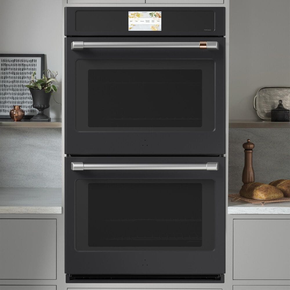 Cafe 2-Piece Kitchen Package with Matte Black 30" Smart Built-In Convection Double Wall Oven and Stainless Steel 36" Gas Cooktop, , large