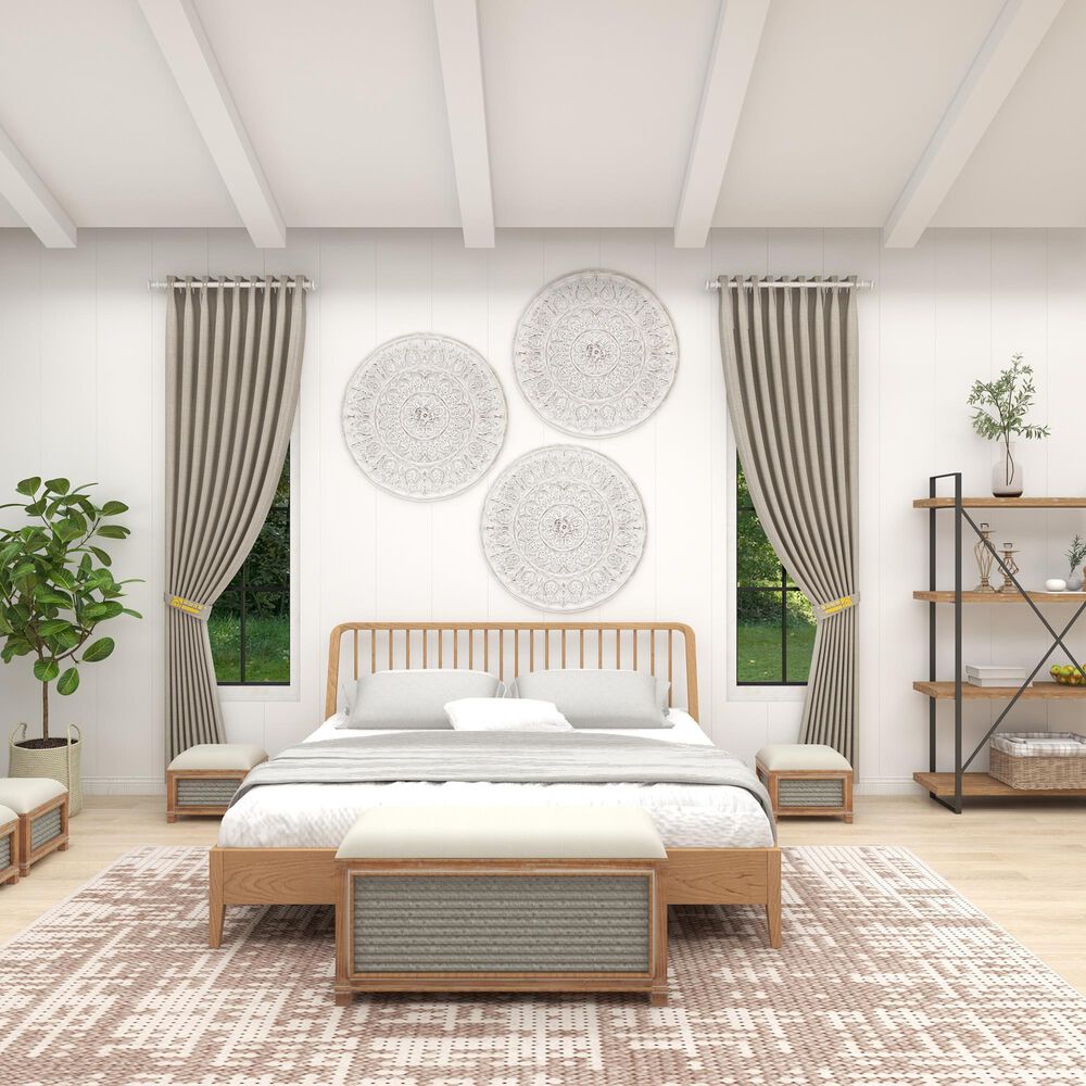 Maple and Jade 36&quot; x 36&quot; Flowers Wall Decor in Distressed White, , large
