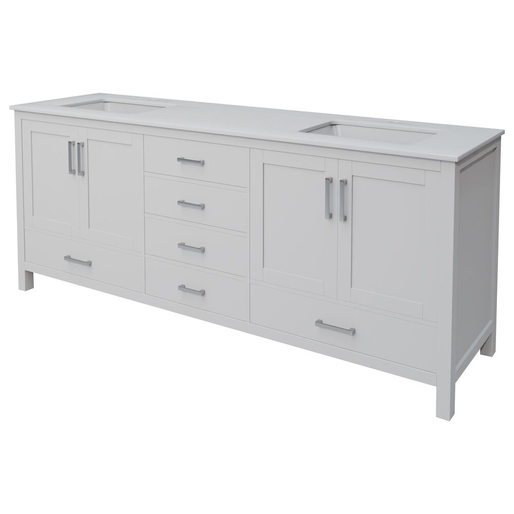 Lexora Home Jacques 72" Double Bathroom Vanity in White with 2 cm White Cultured Marble Top and Rectangular Sinks, , large