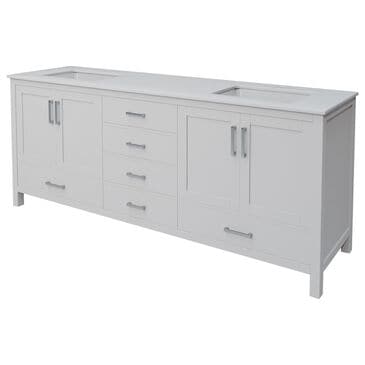 Lexora Home Jacques 72" Double Bathroom Vanity in White with 2 cm White Cultured Marble Top and Rectangular Sinks, , large