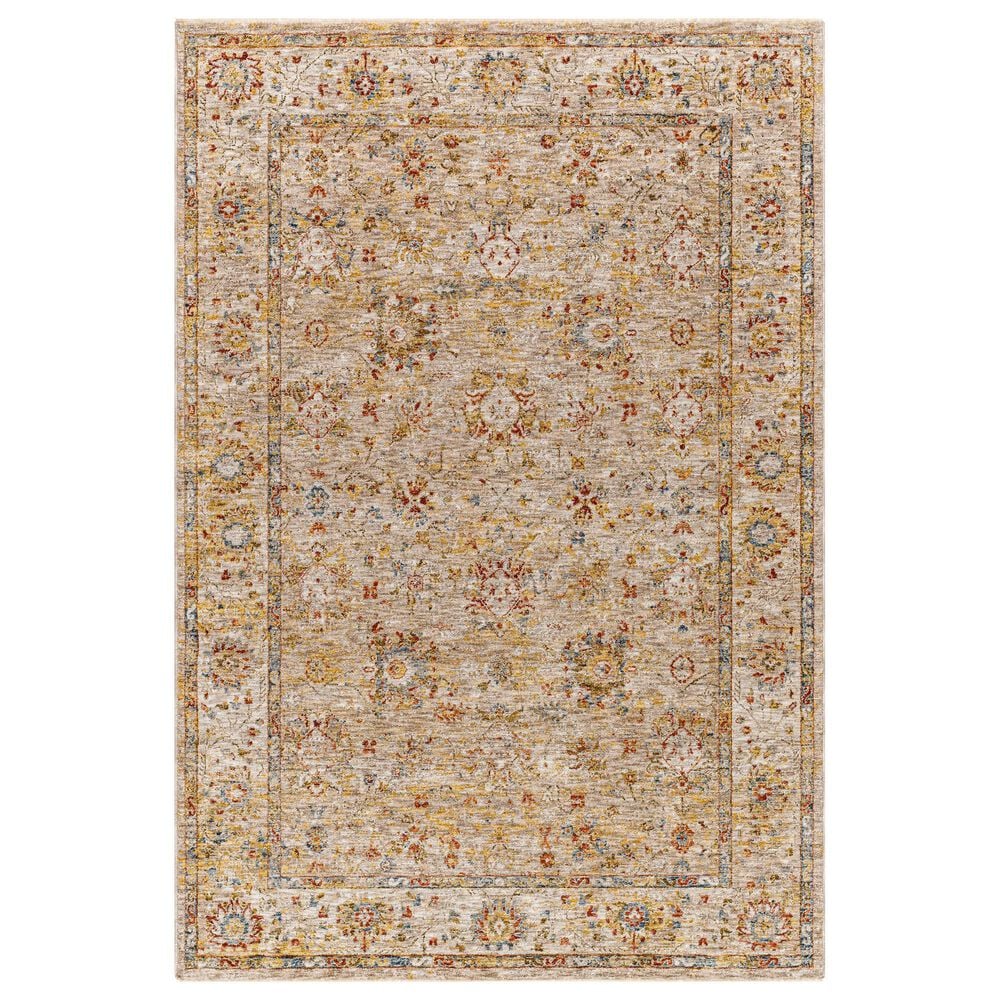 Surya Mona Lisa 5"3" Round Tan, Mustard, Olive, Sage, Brick Red, Dark Blue and Burgundy Area Rug, , large