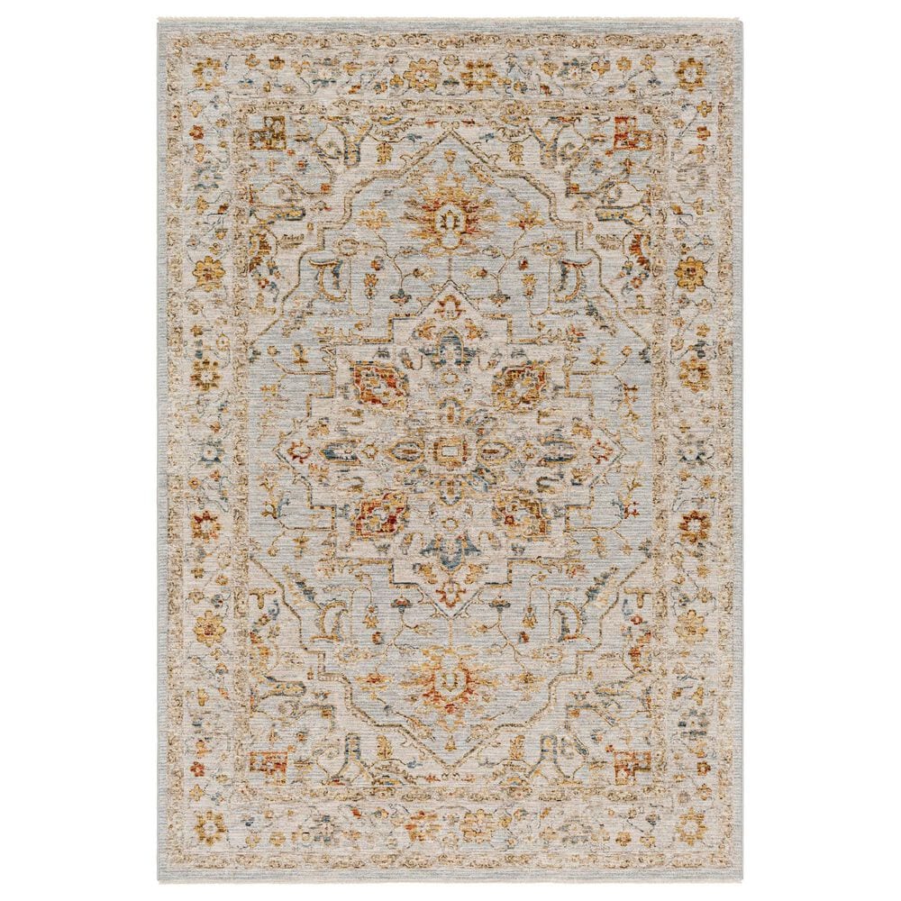 Surya Reina Light Gray, Cream, Denim, Mustard, Rust, Olive and Light Brown 6"7" x 9"6" Area Rug, , large