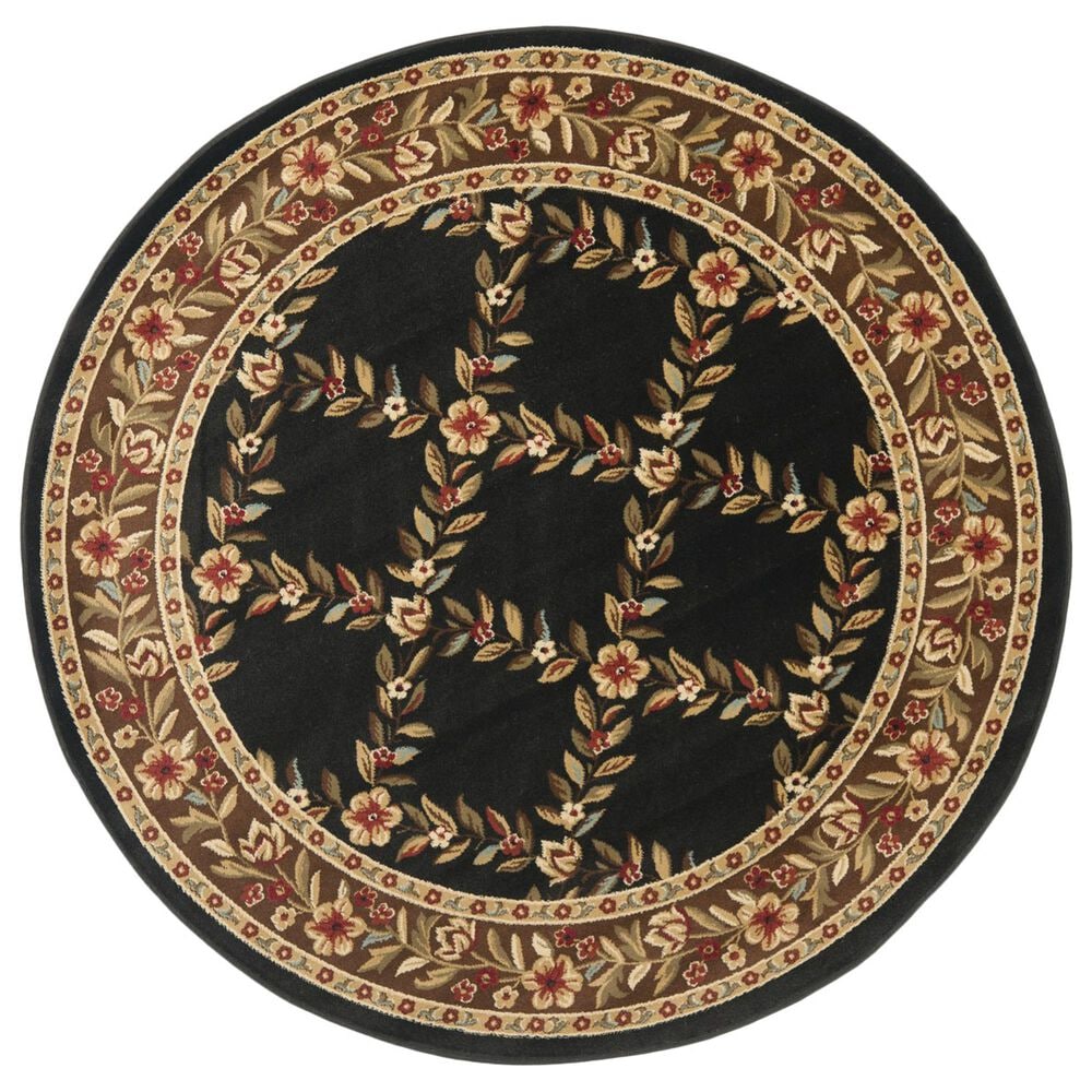 Safavieh Lyndhurst 5"3" Round Black and Brown Area Rug, , large