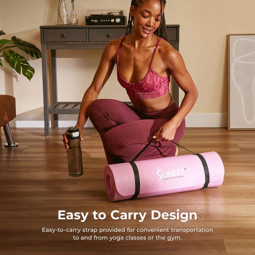 Sunny Health &amp; Fitness Premium 0.5" Extra Thick Exercise Yoga Mat in Pink, , large