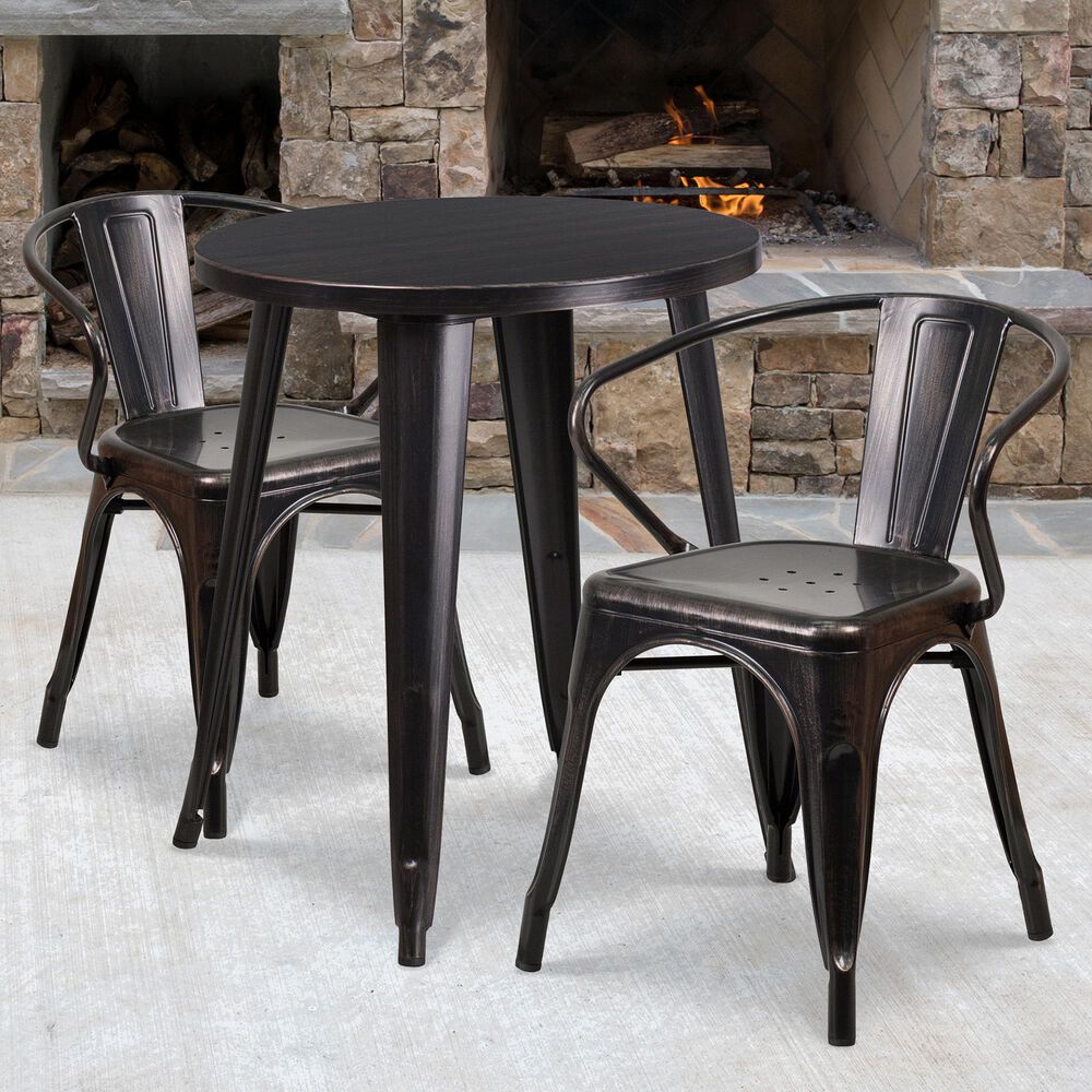 Flash Furniture 3-Piece Metal Table Set in Gold, , large