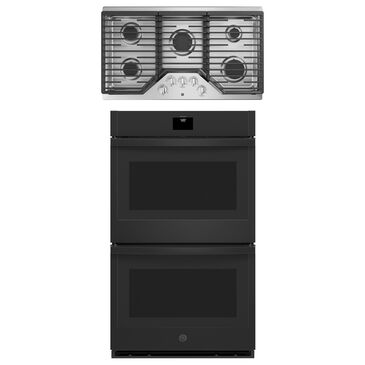 GE Appliances 2-Piece Kitchen Package with Black 30" Smart Built-In Double Wall Oven and Stainless Steel 36" Gas Cooktop, , large