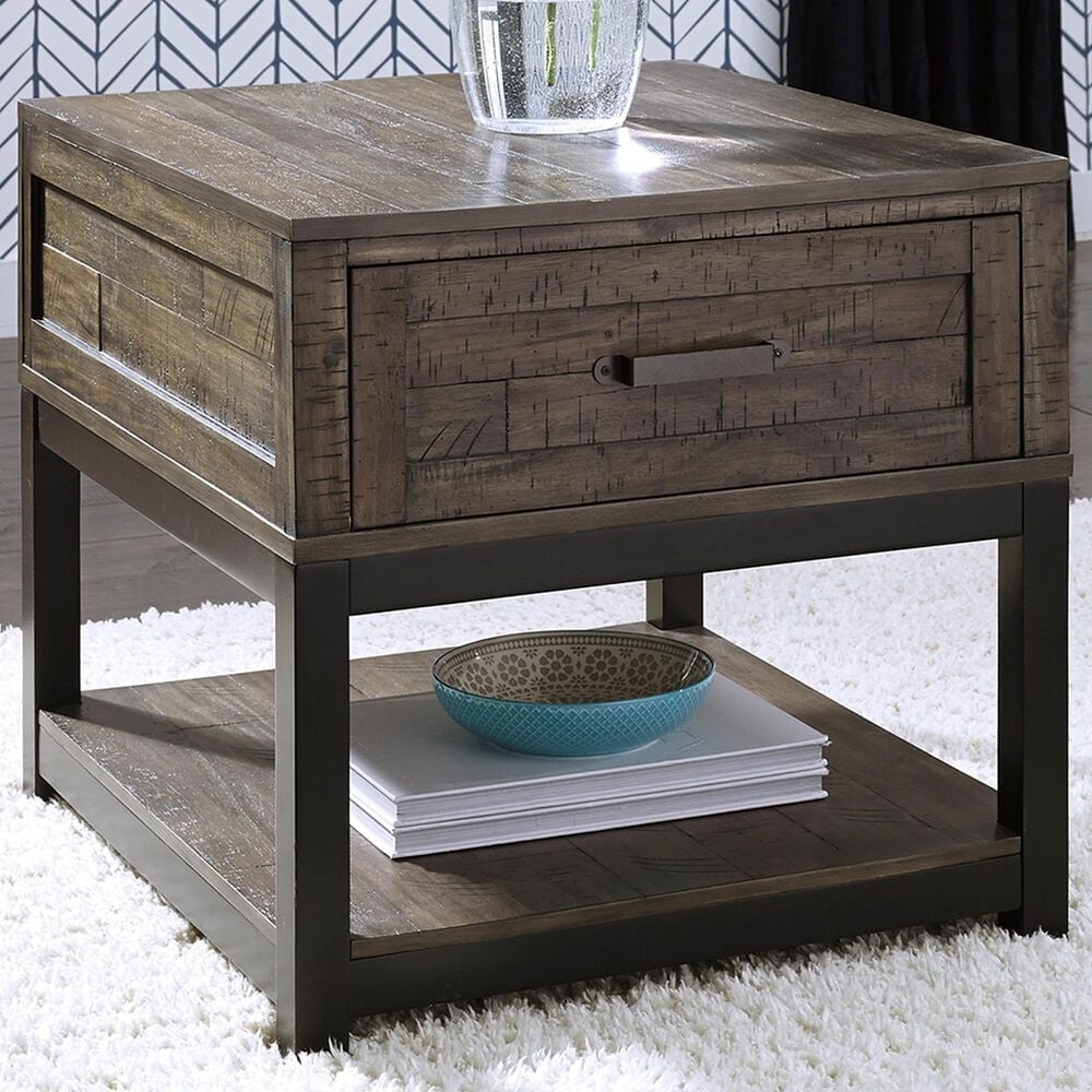 Ashley Johurst Rectangular End Table in Grayish Brown and Black, , large