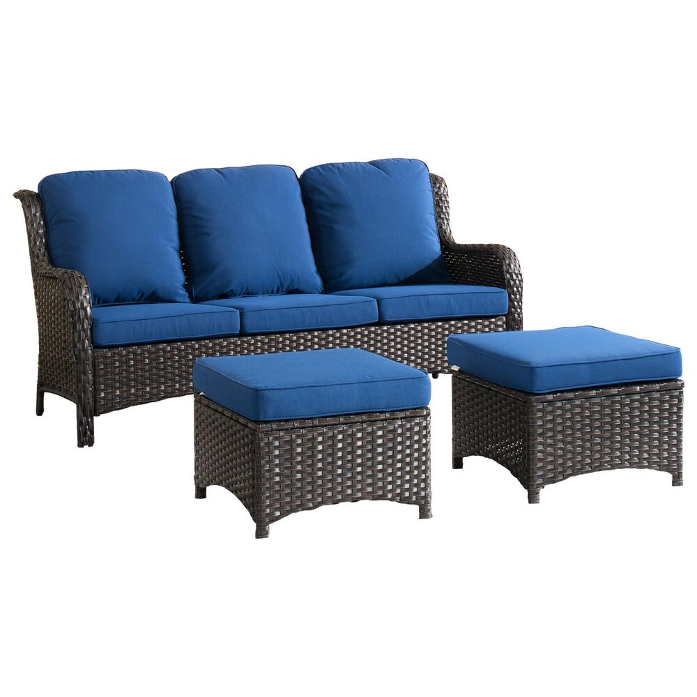 HOMLUX Patio Rattan Sofa Set in Navy Blue, , large