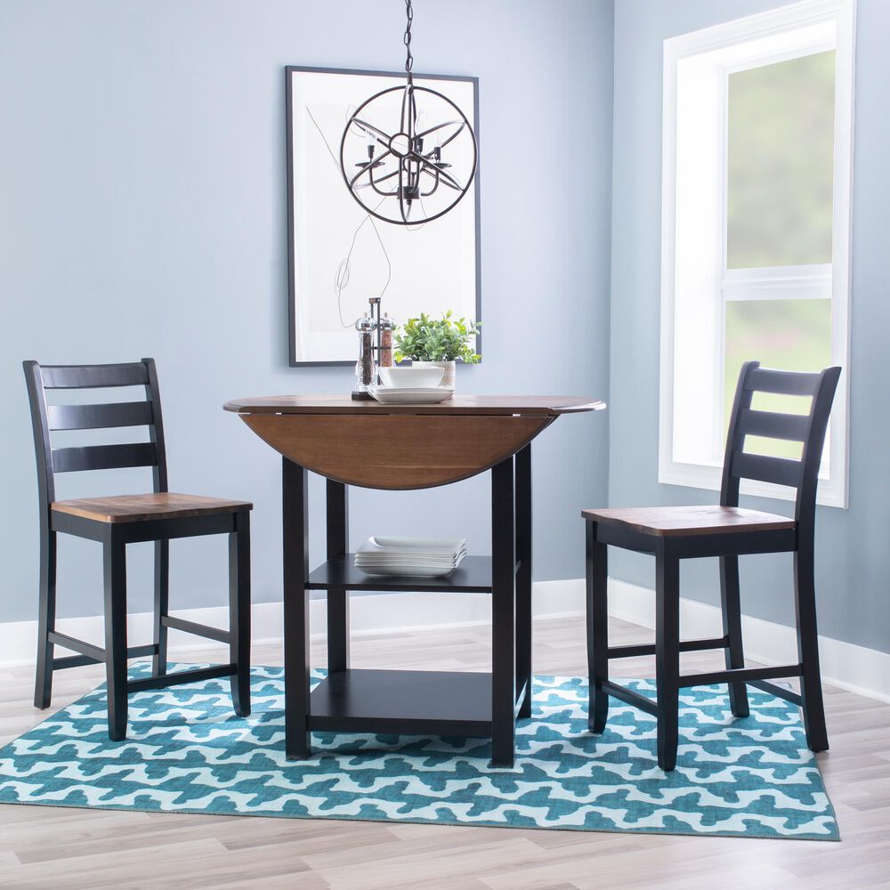 Linon Home Decor Colm 3-Piece Counter Set in Warm Brown and Black, , large