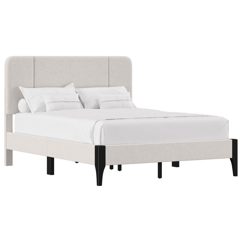 Richlands Furniture Springlee Queen Platform Bed with Oatmeal Upholstery in Black, , large