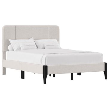 Richlands Furniture Springlee Queen Platform Bed with Oatmeal Upholstery in Black, , large