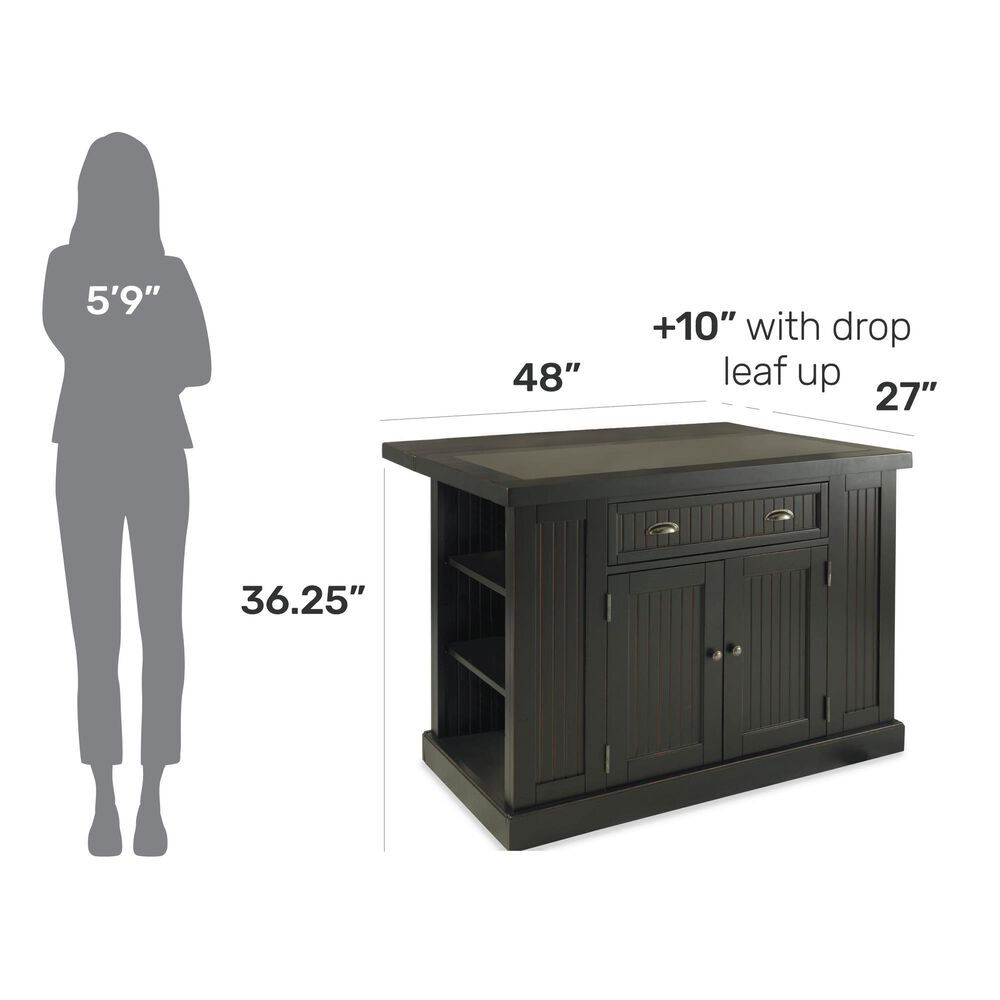 Homestyles Nantucket Black Kitchen Island, , large
