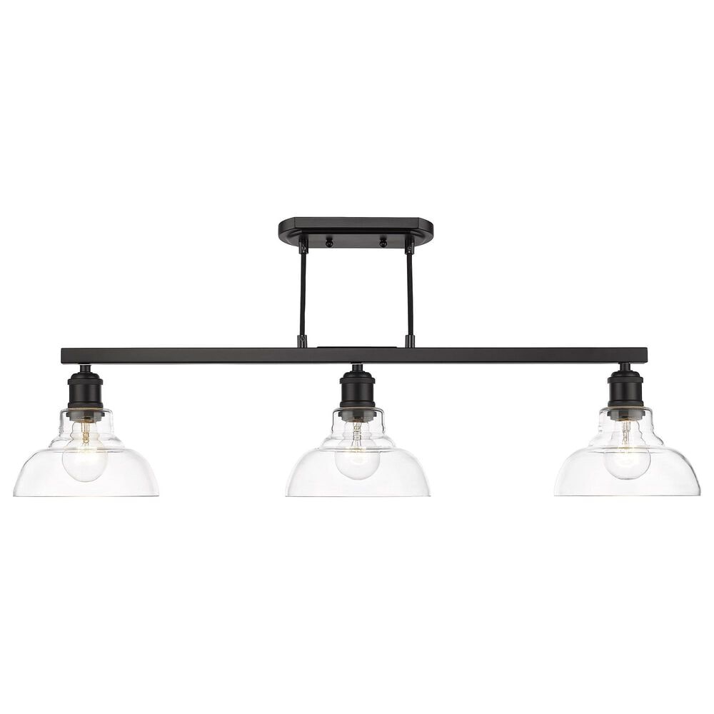 Golden Lighting Carver 3-Light Linear Pendant with Clear Shade in Matte Black, , large