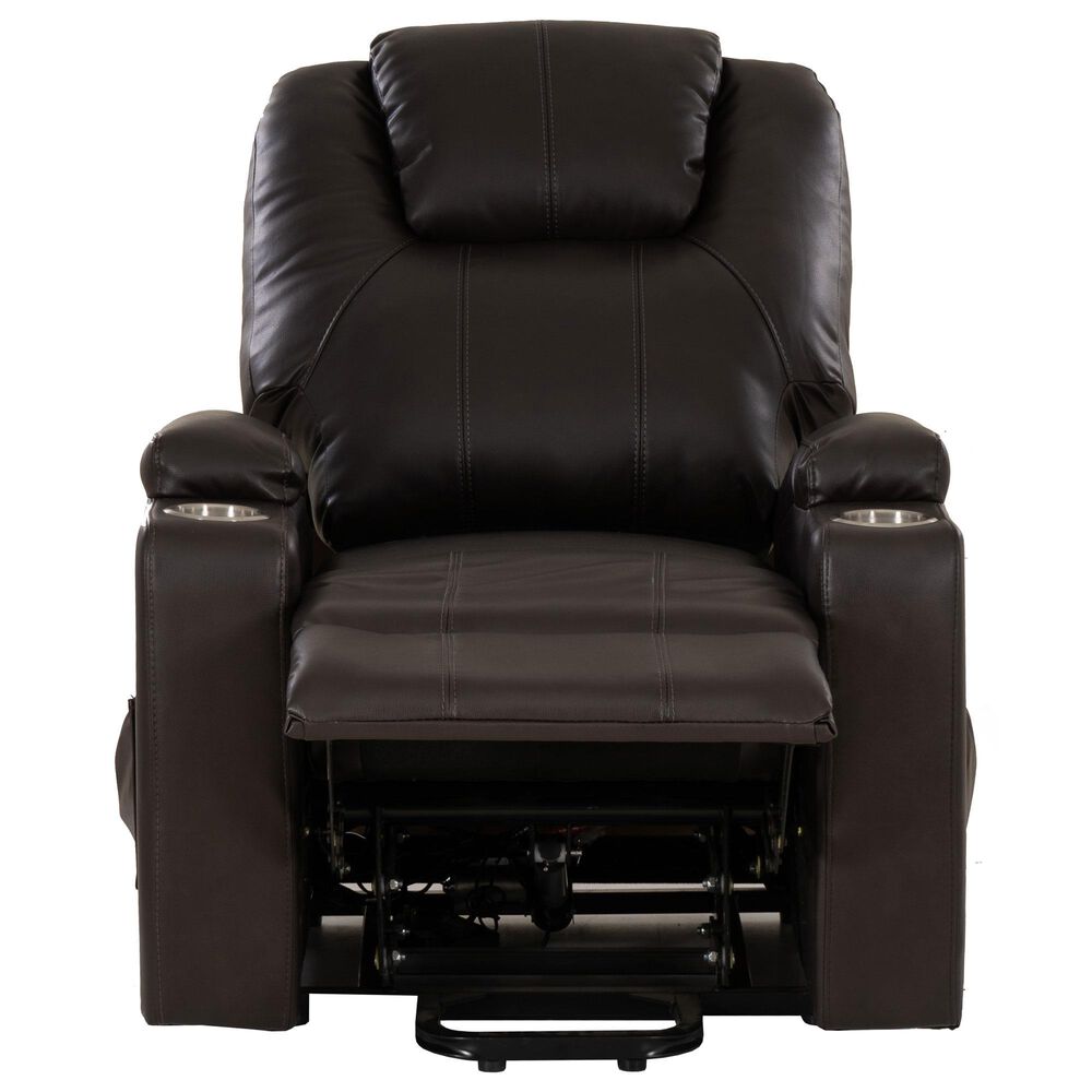 Linon Home Decor Peoria Power Lift Recliner in Chocolate, , large