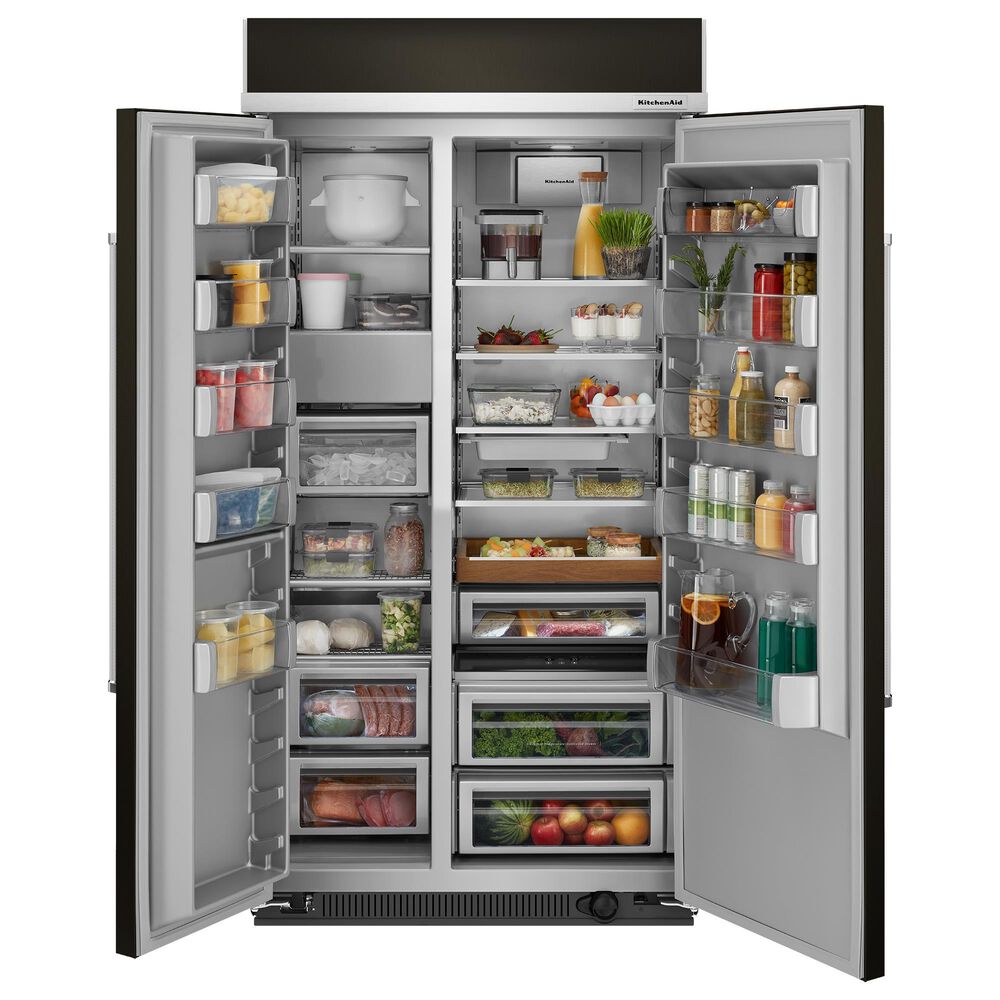 KitchenAid 25.5 Cu. Ft. Side By Side Built-In Refrigerator in Black Stainless Steel and PrintShield, , large