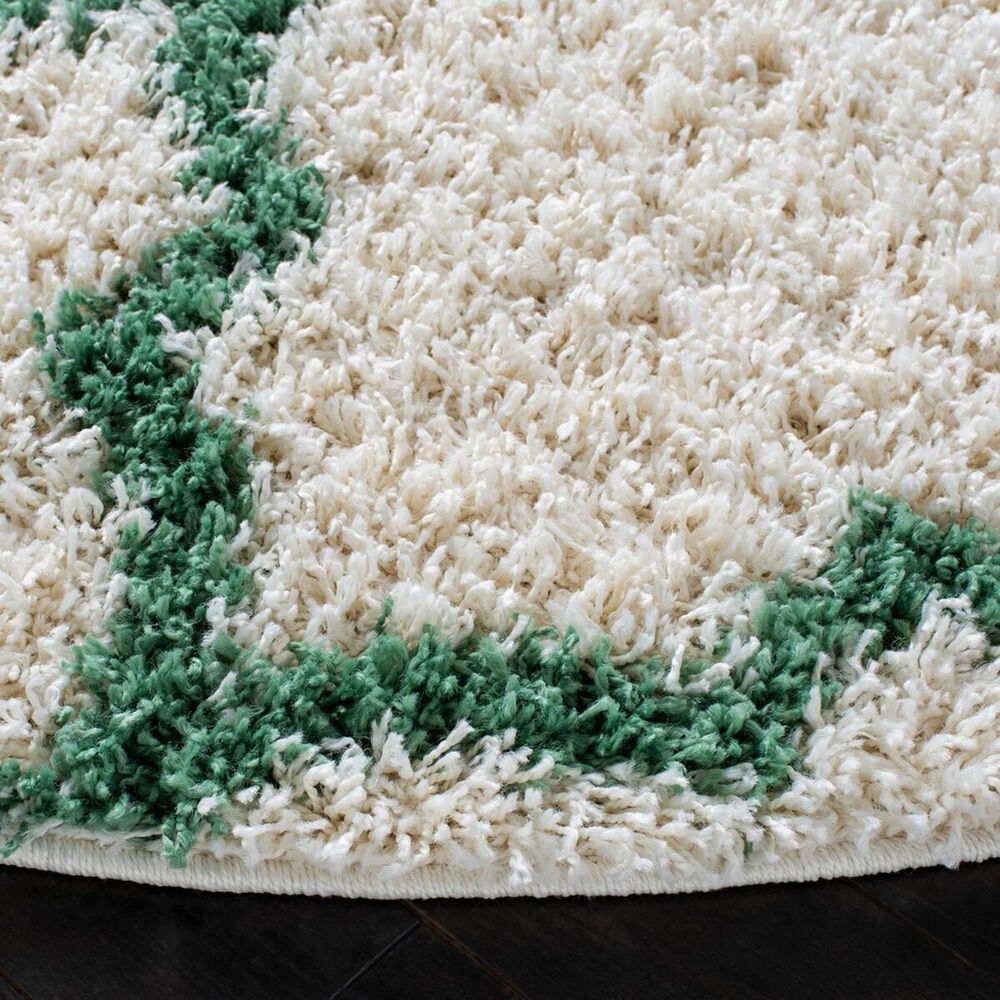 Safavieh Venus Shag 6&#39;7&quot; Round Ivory and Green Area Rug, , large