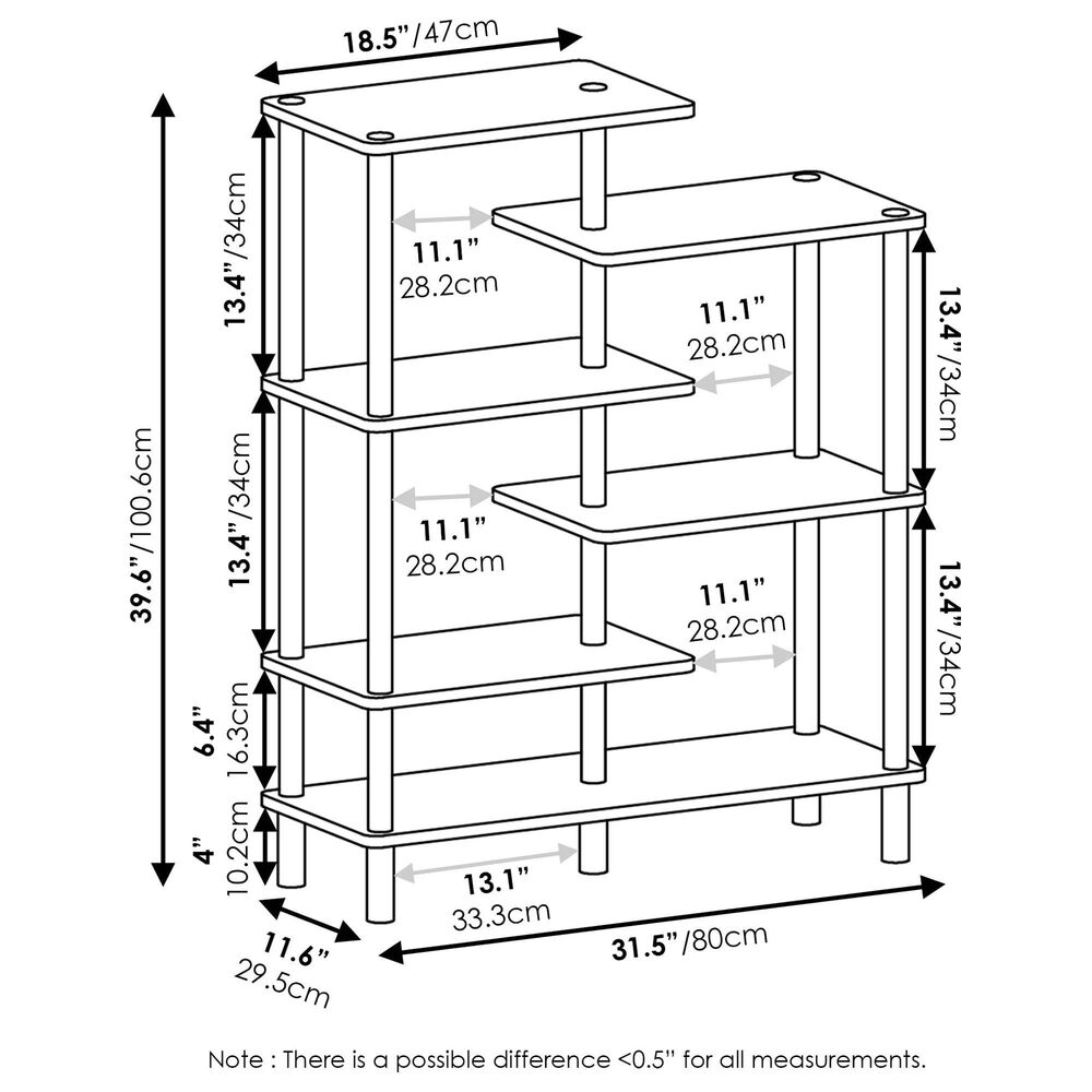 HOMLUX 6-Tier Accent Display Rack in French Oak and Black, , large