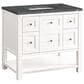 James Martin Vanities Breckenridge 36" Single Bathroom Vanity in Bright White with 3 cm Parisien Bleu Quartz Top and Rectangular Sink, , large