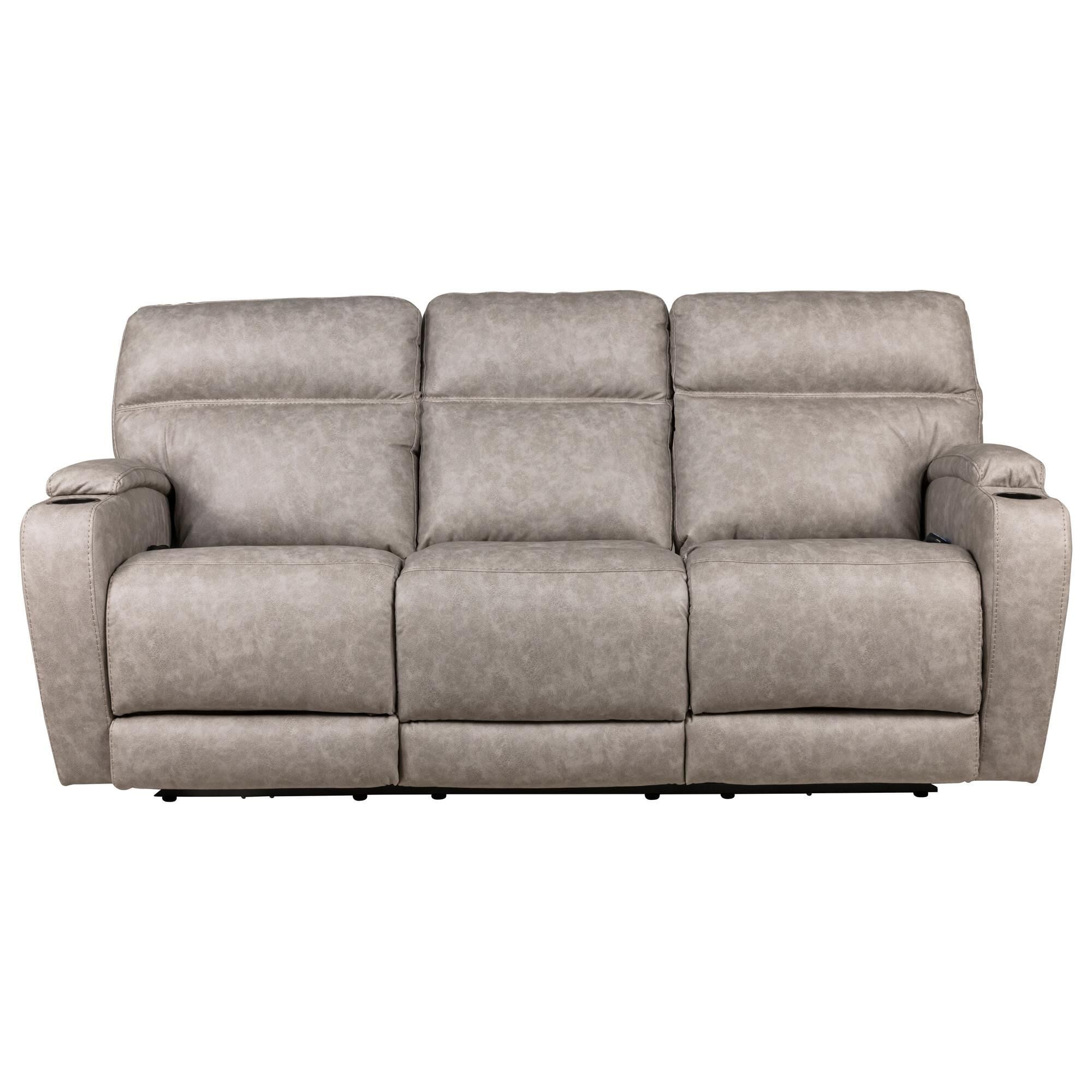 HomeStretch Jaguar Triple Power Reclining Sofa in Pebble NFM
