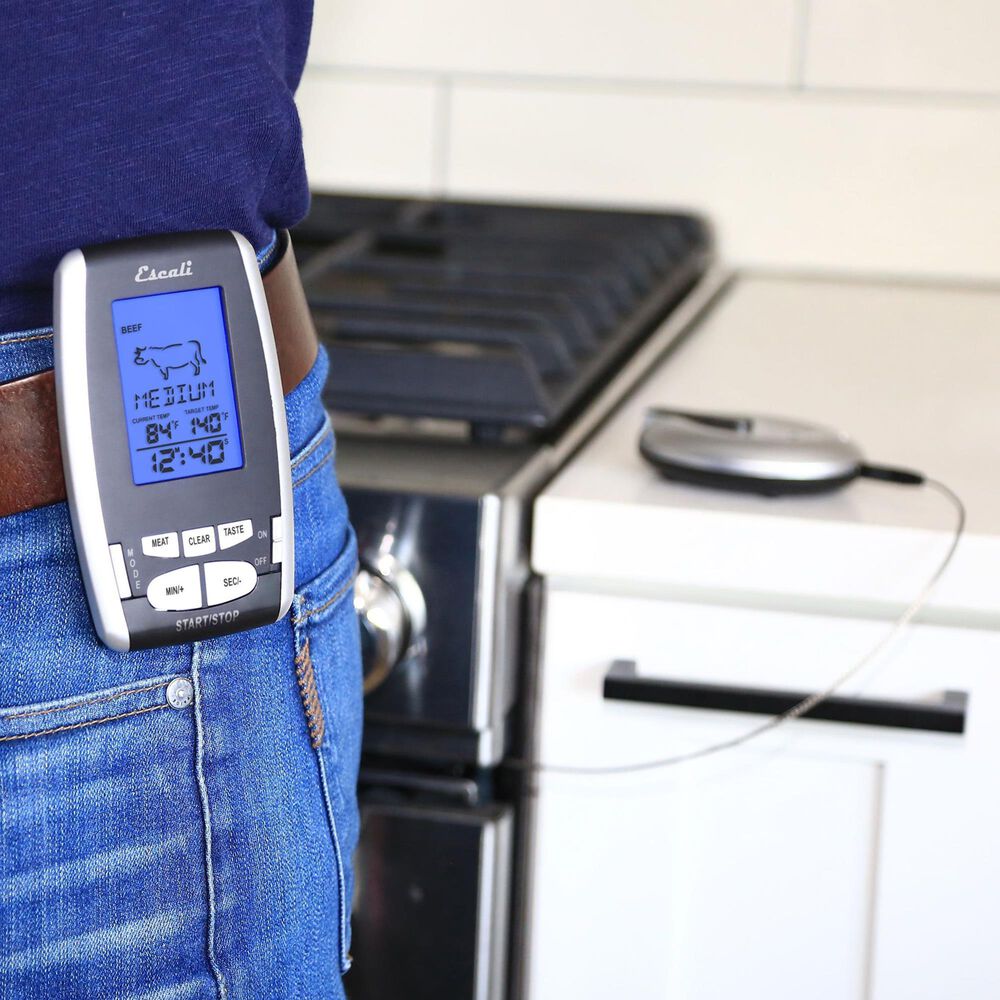 Kitchen Supply Wireless Thermometer and Timer in Black and Silver, , large