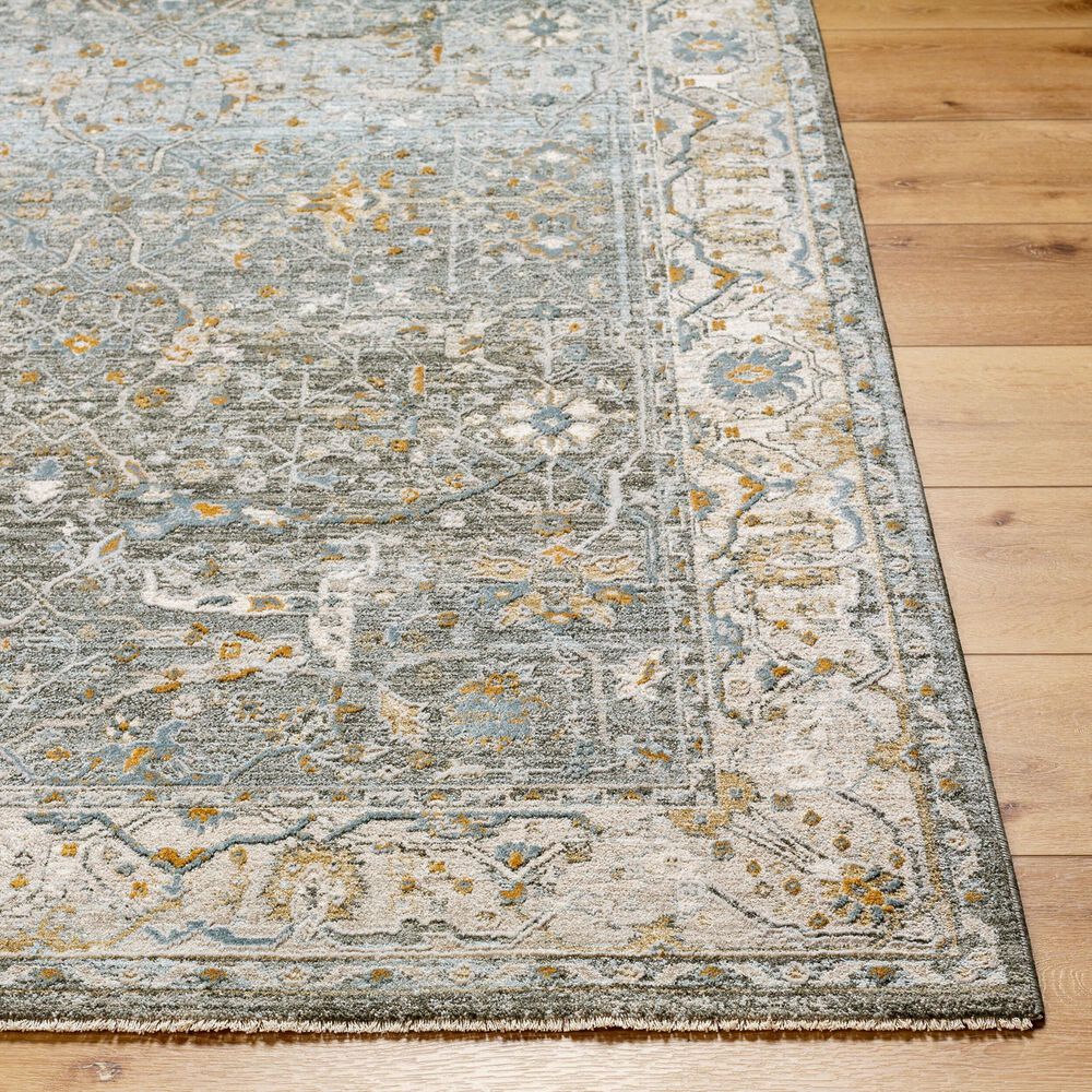 Surya Dresden Deep Teal, Dusty Sage, Taupe, Off-White, Light Gray, Olive and Mustard 2'7" x 10' Runner, , large