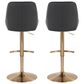 LumiSource Diana Adjustable Barstool with Black Faux Leather Upholstery in Gold (Set of 2), , large